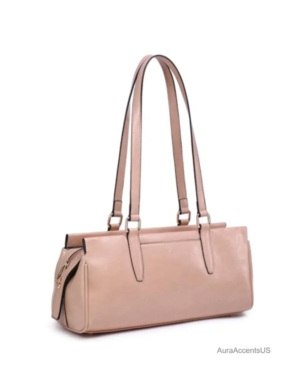 Vegan Leather Hobo Bag Shoulder Handbag Purse with Gold-Tone Hardware